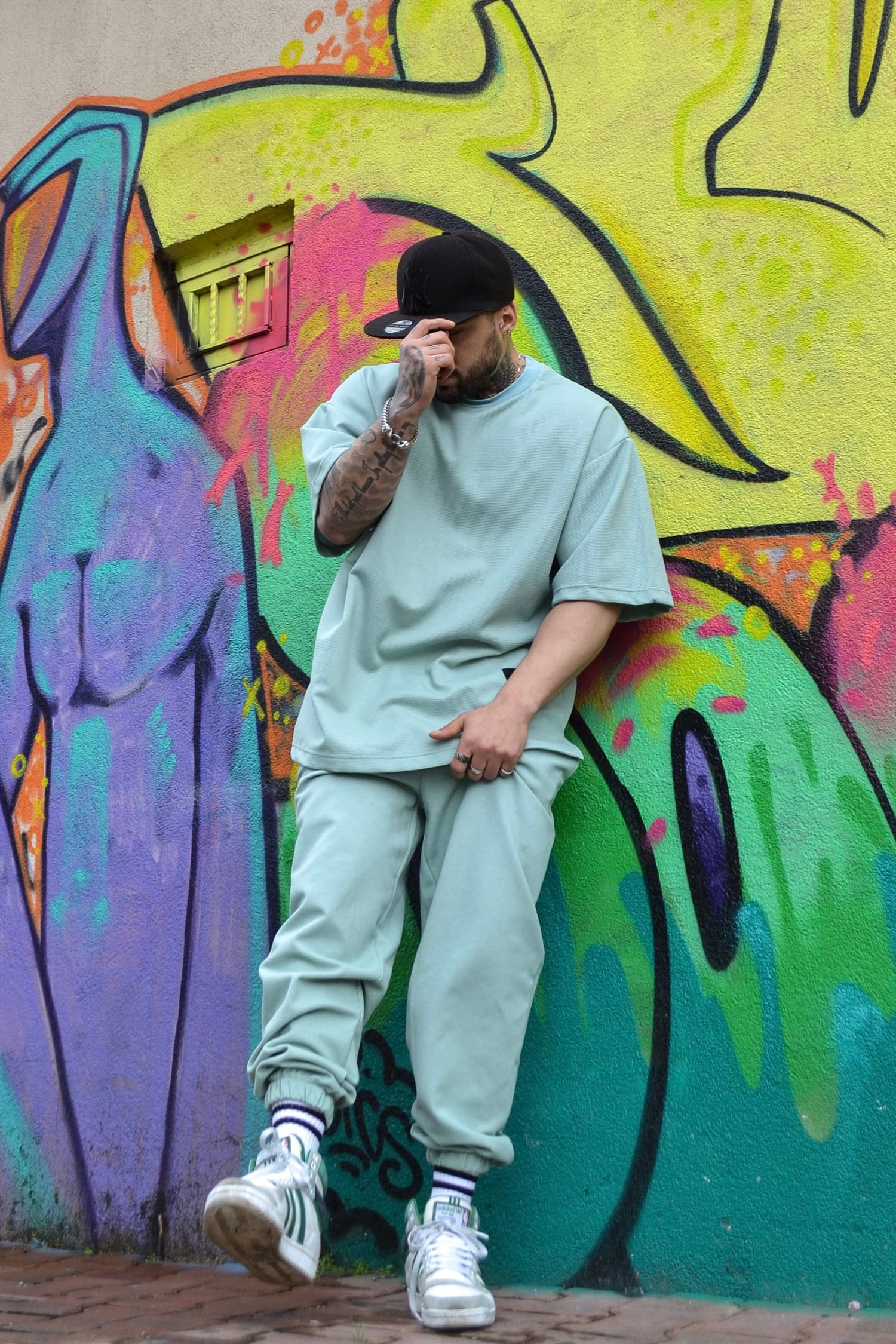 Mint green oversize takım