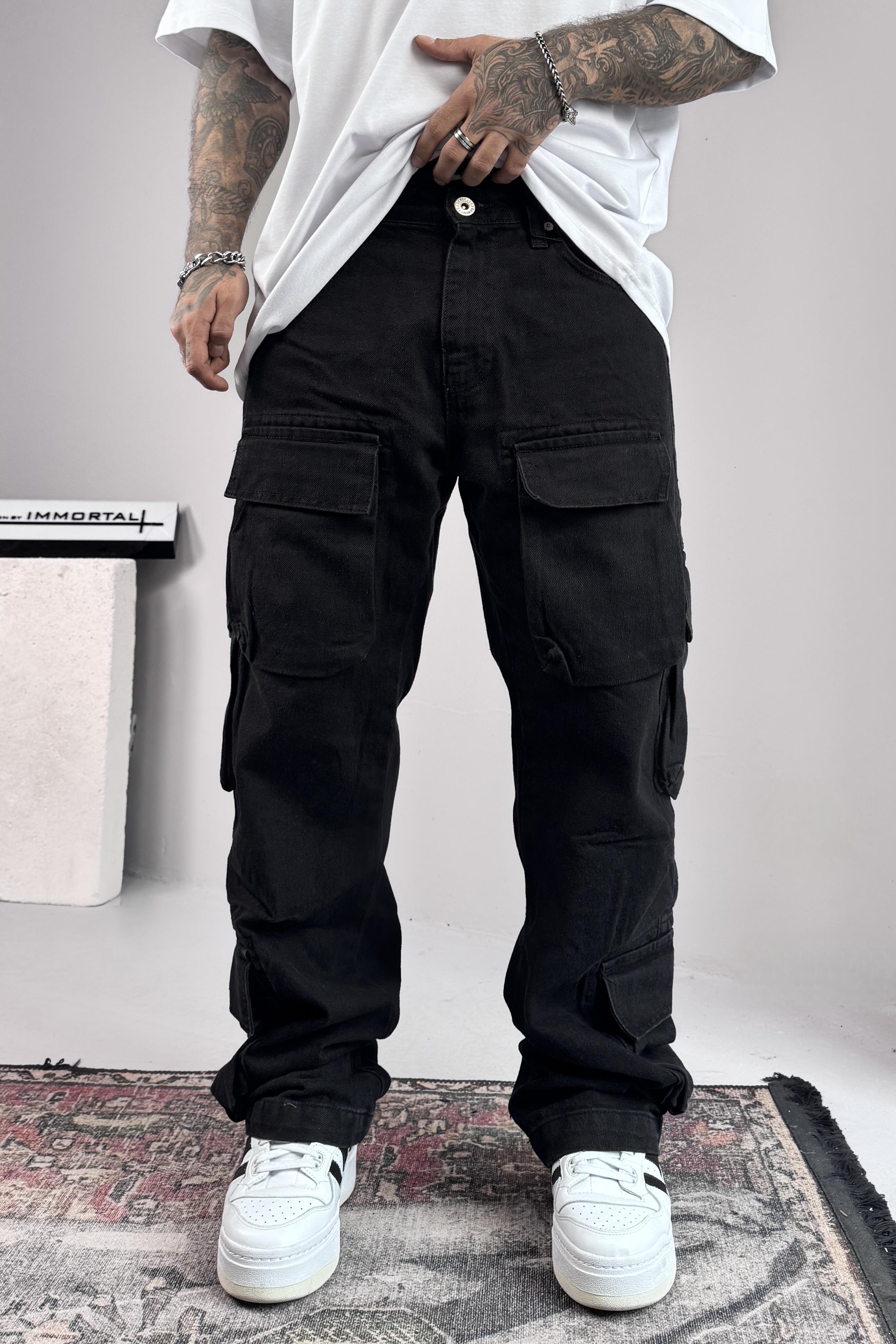 Nocturne Black Baggy Pantolon
