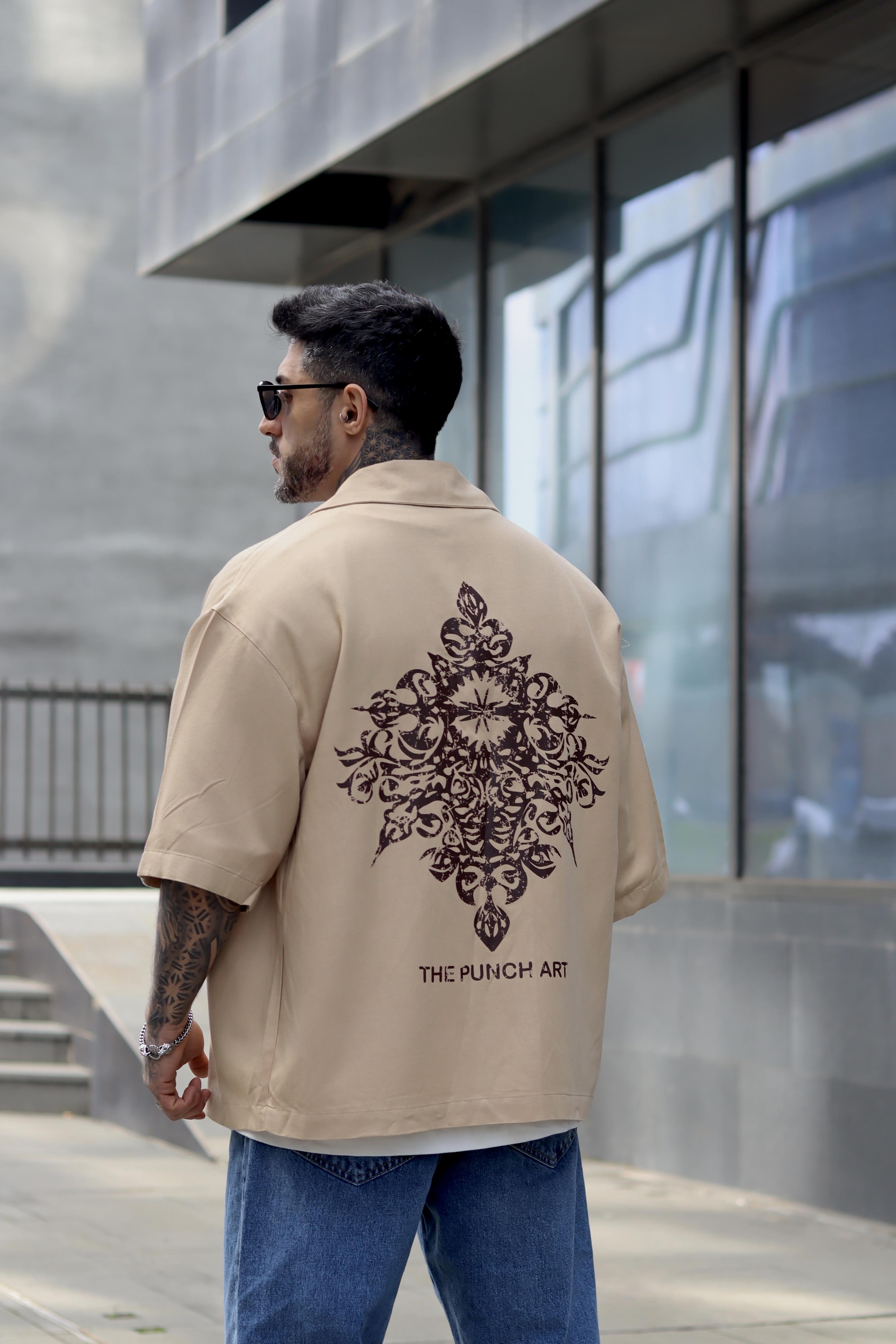 Oversize art baskılı gömlek