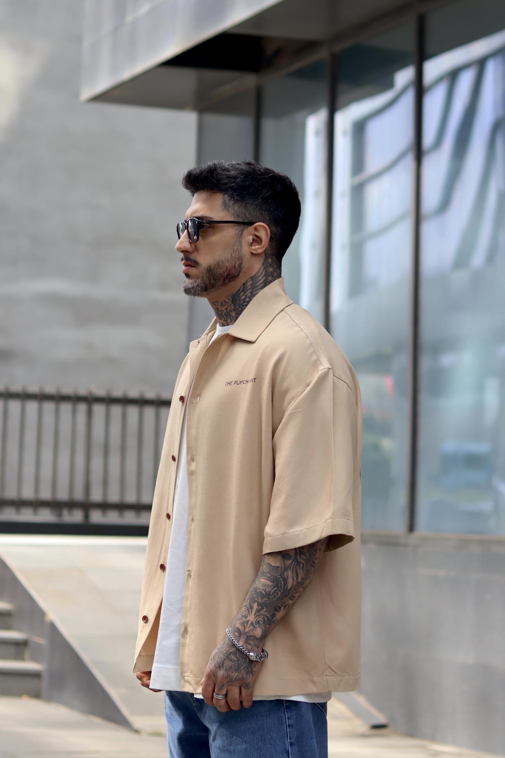 Oversize art baskılı gömlek