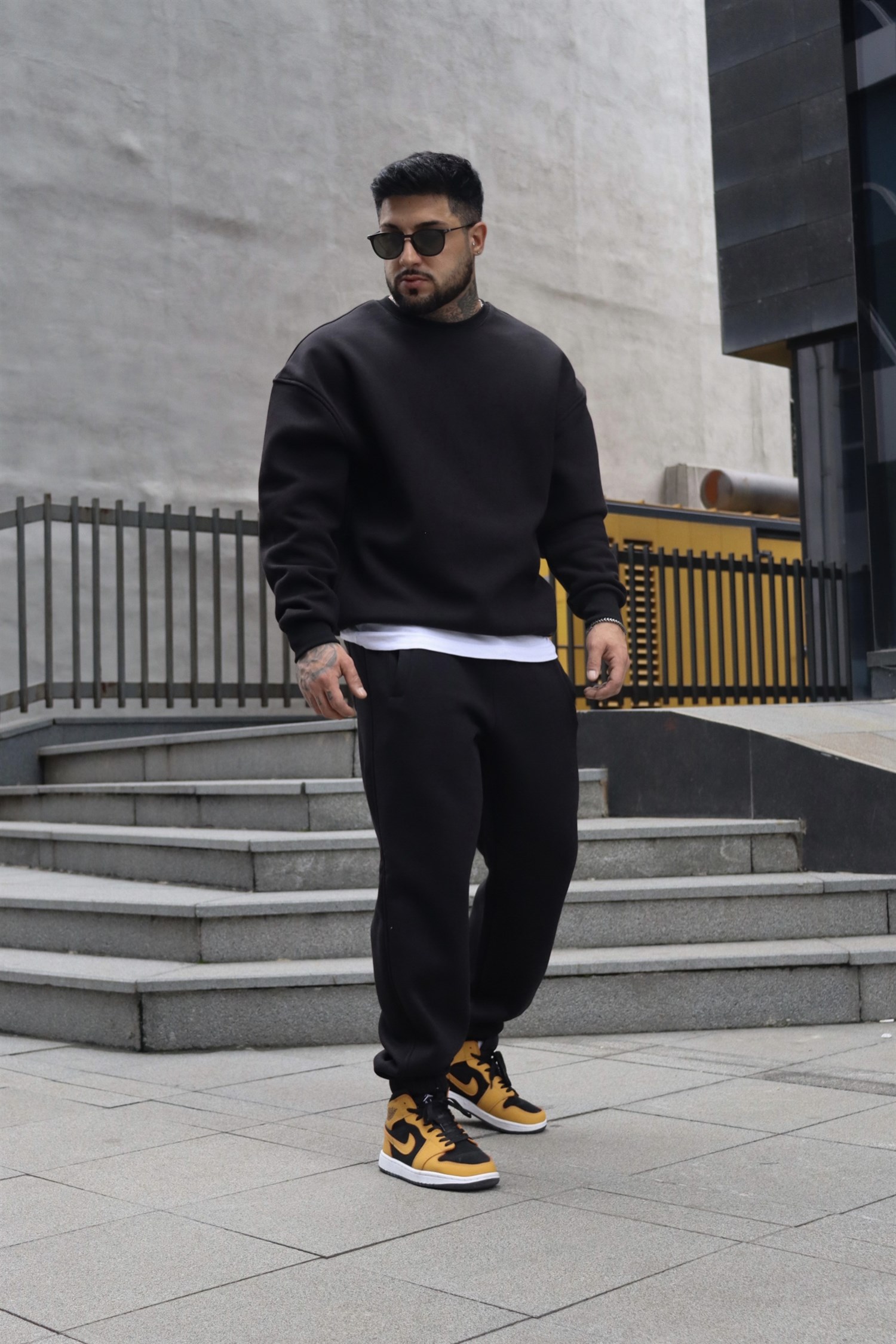 Oversize basic siyah takım