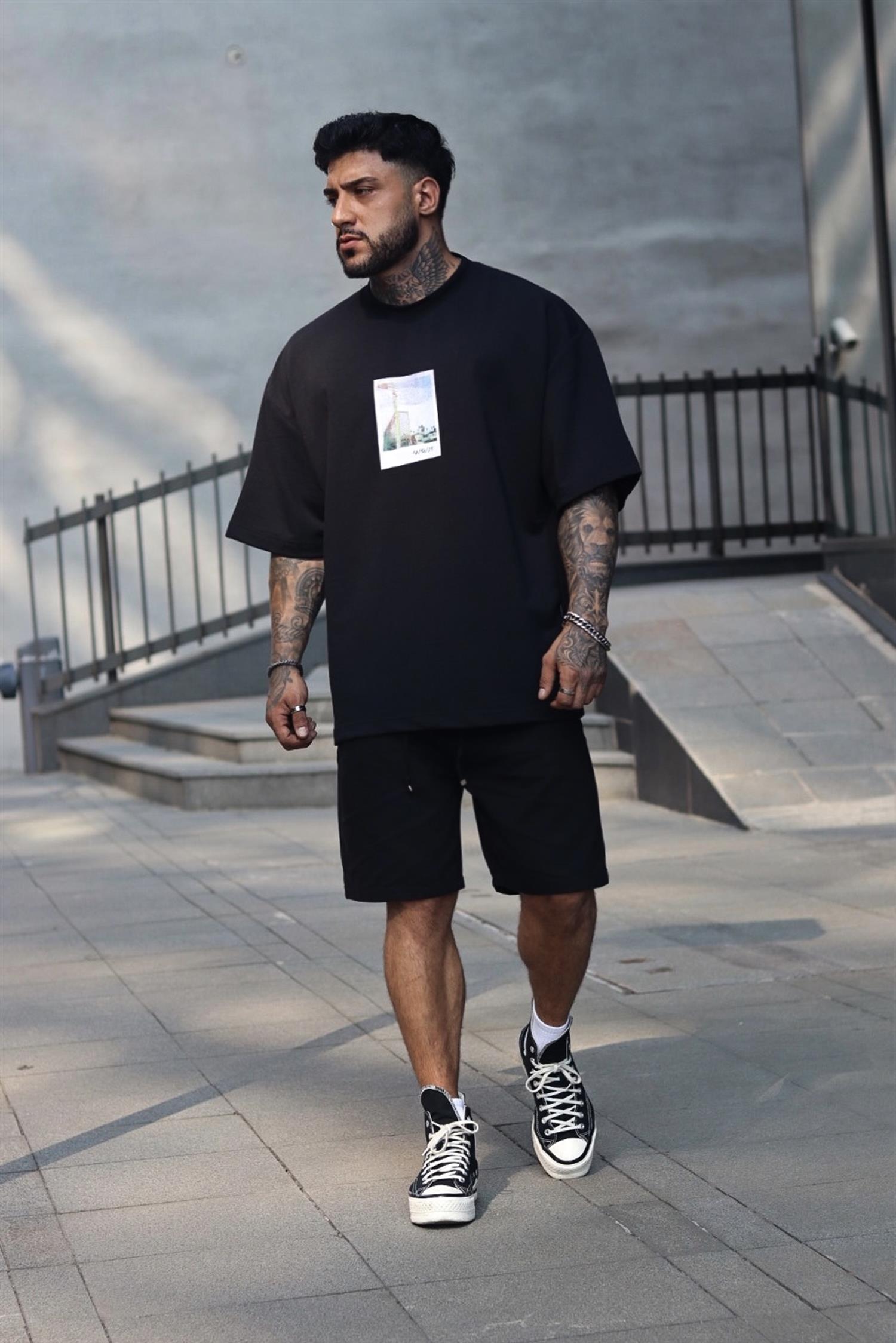 Oversize baskı detaylı tshirt