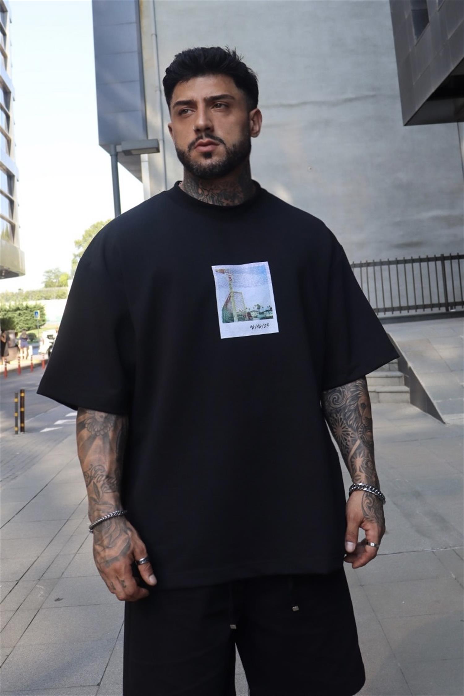 Oversize baskı detaylı tshirt