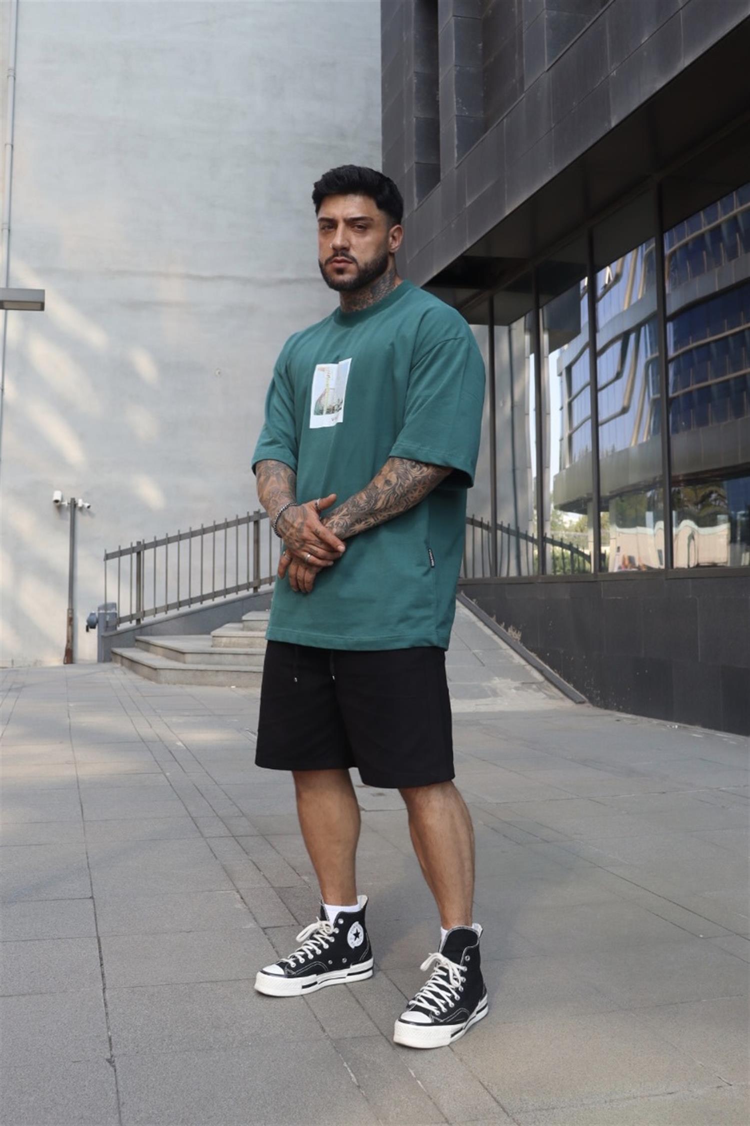 Oversize baskı detaylı tshirt