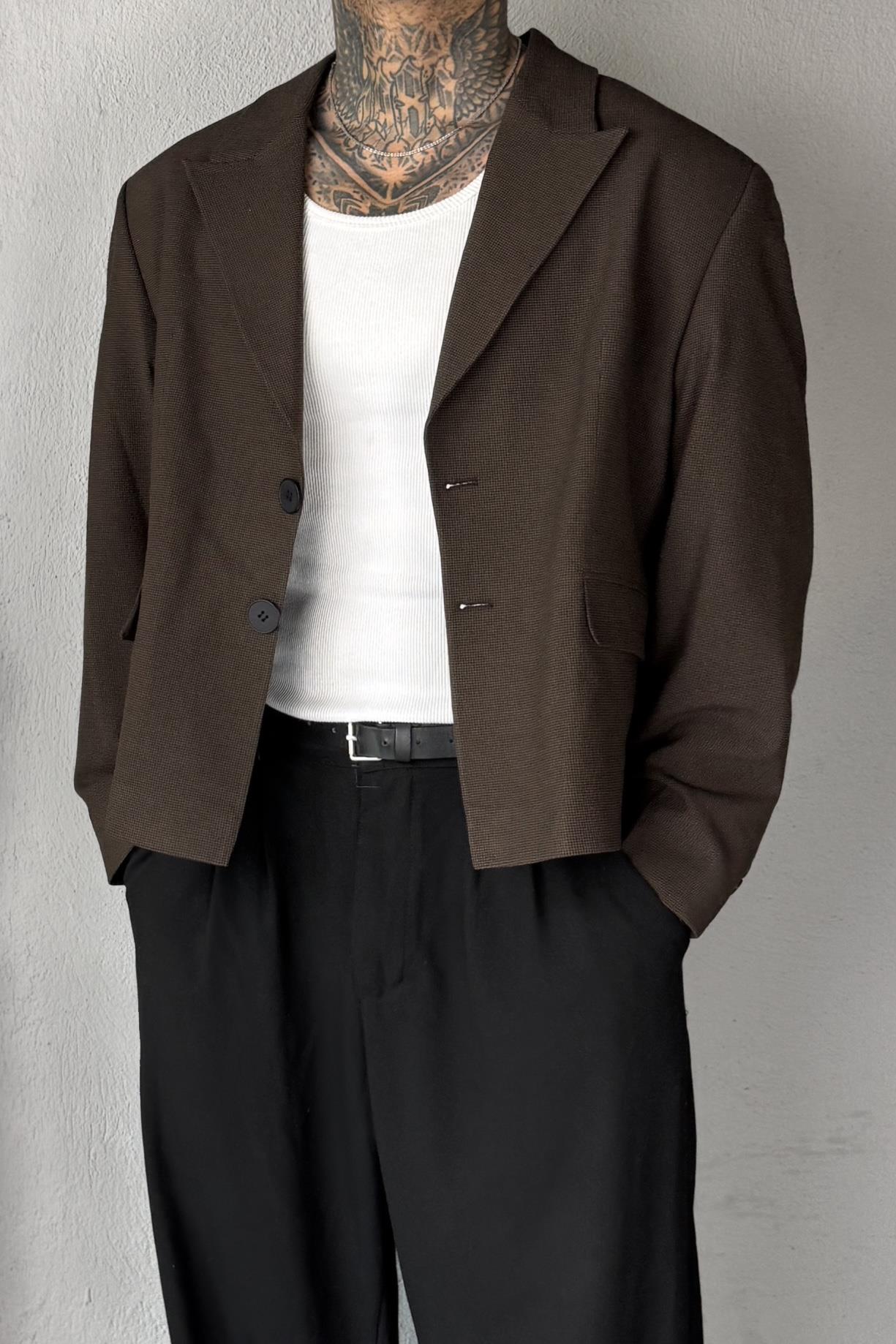 Oversize Crop Brown Ceket
