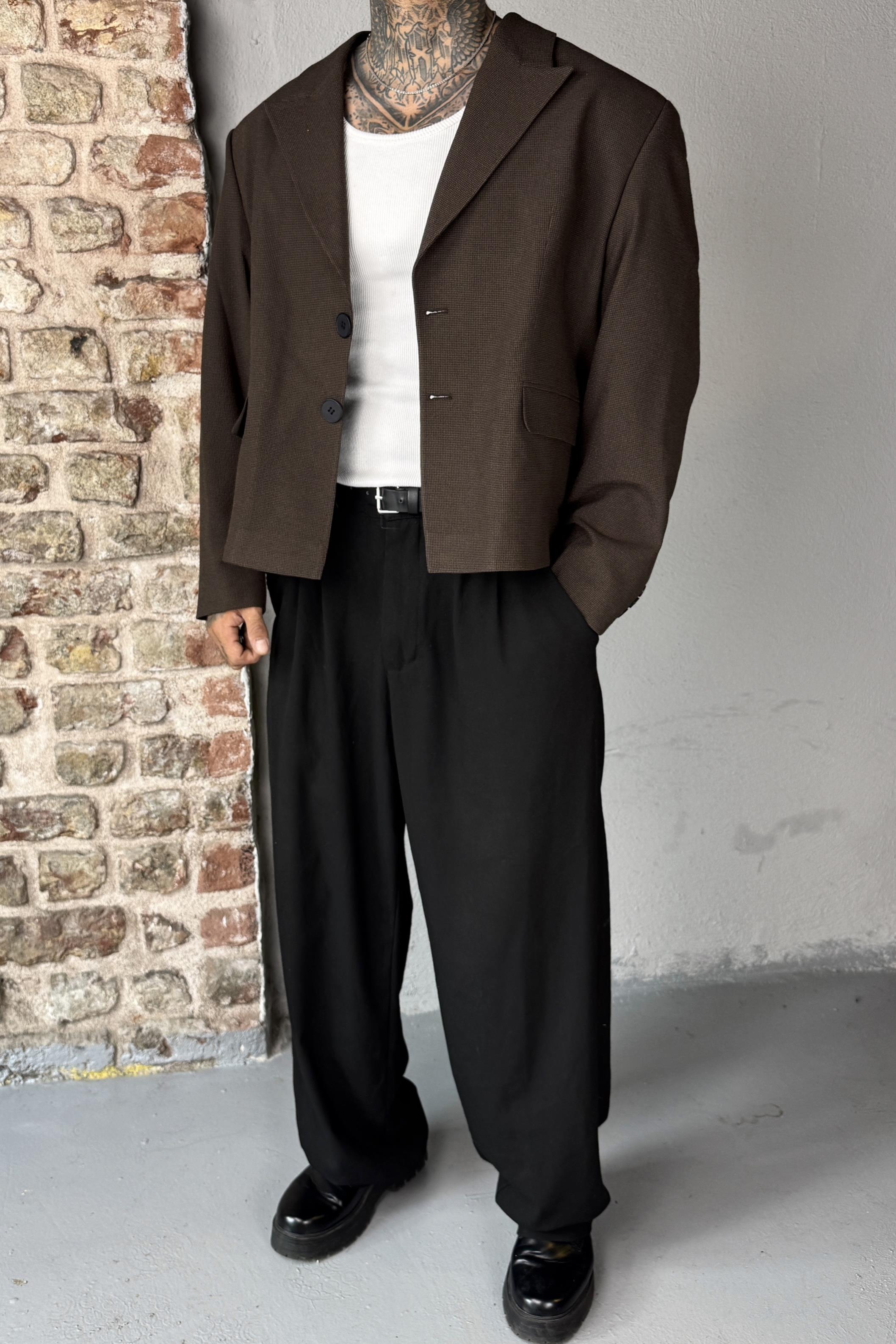 Oversize Crop Brown Ceket