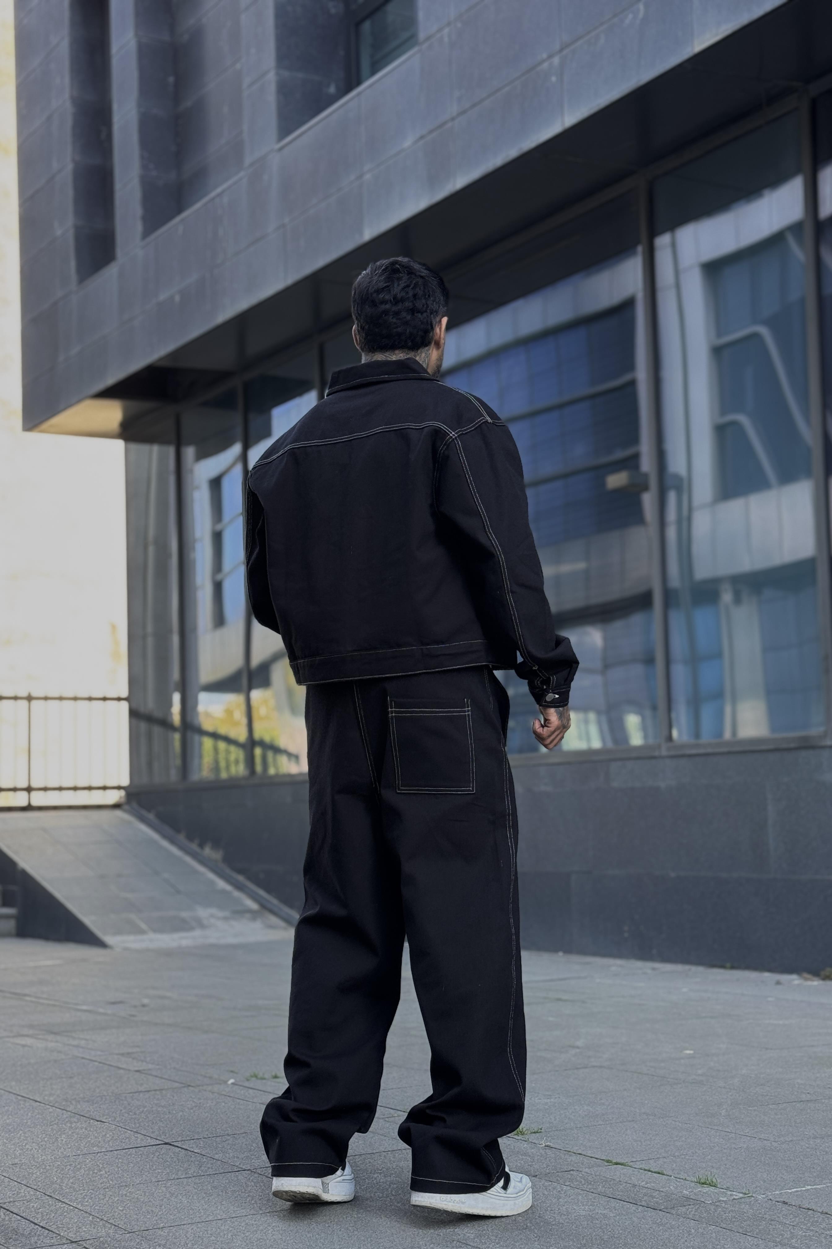 Oversize Crop Siyah Takım