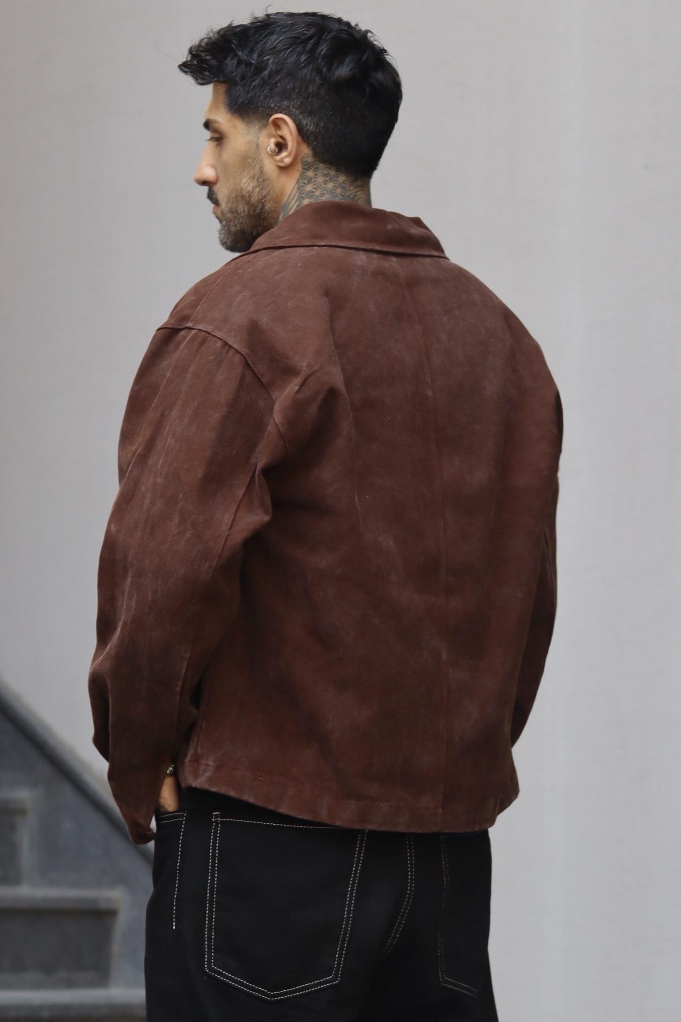Oversize Crop Yıkamalı Ceket