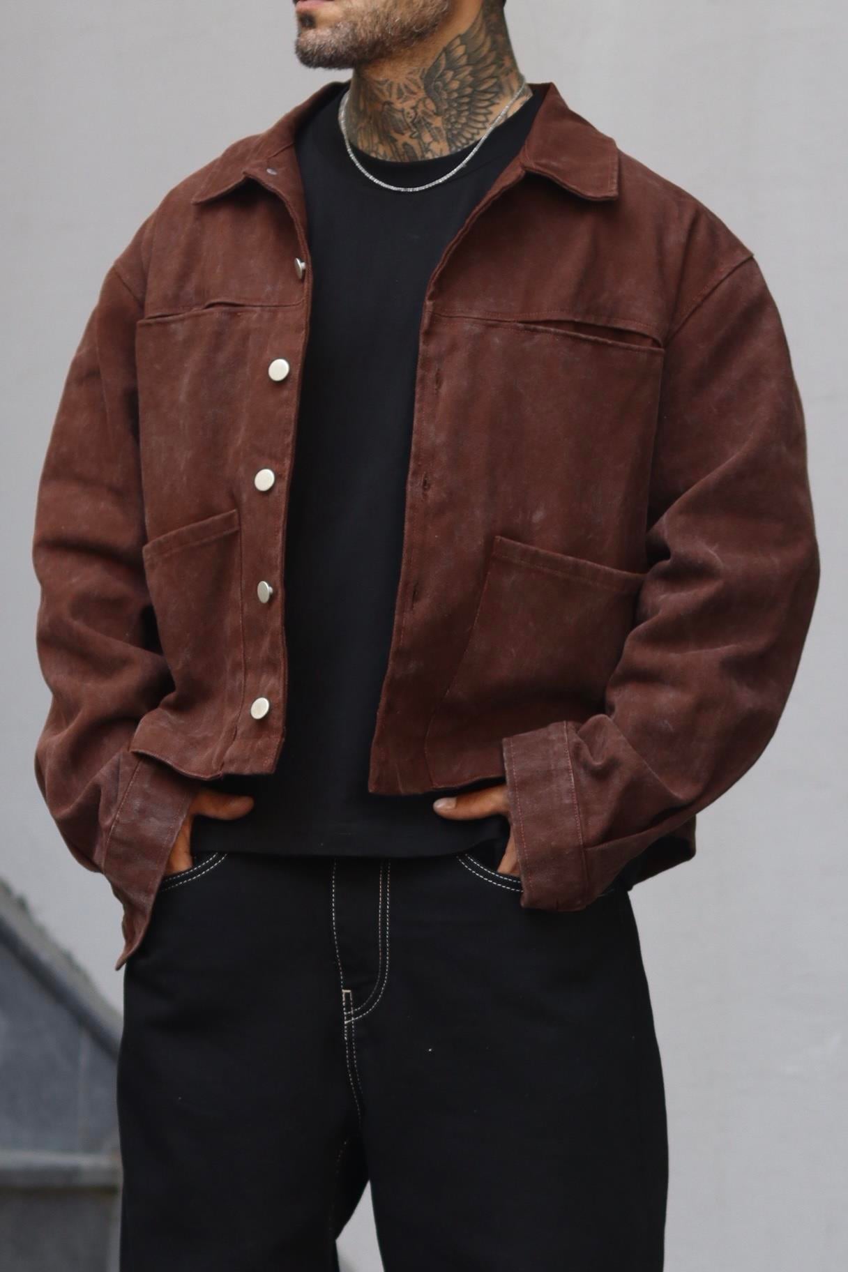 Oversize Crop Yıkamalı Ceket