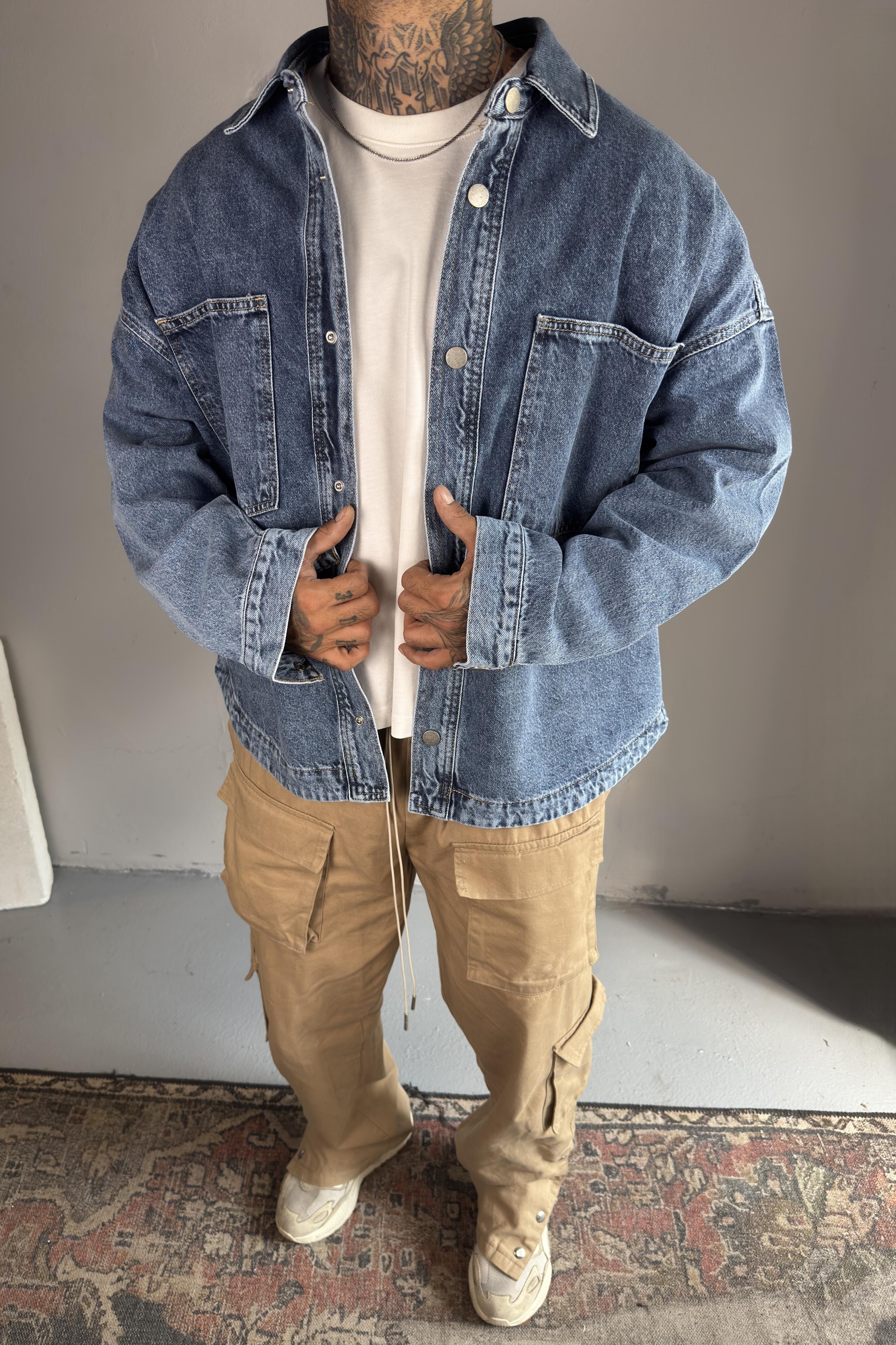 Oversize Denim Mavi Gömlek 