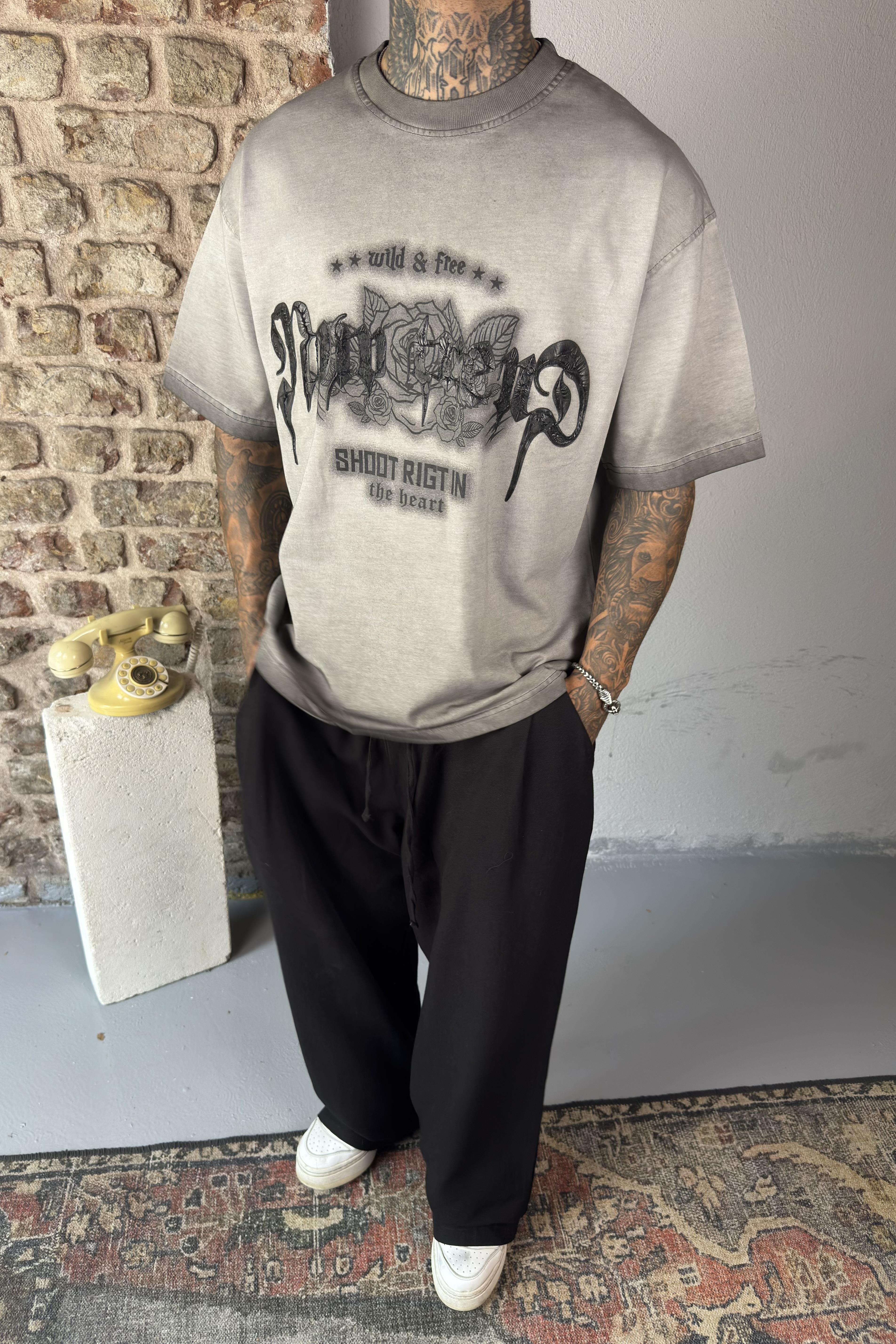 Oversize kabartma baskılı tshirt
