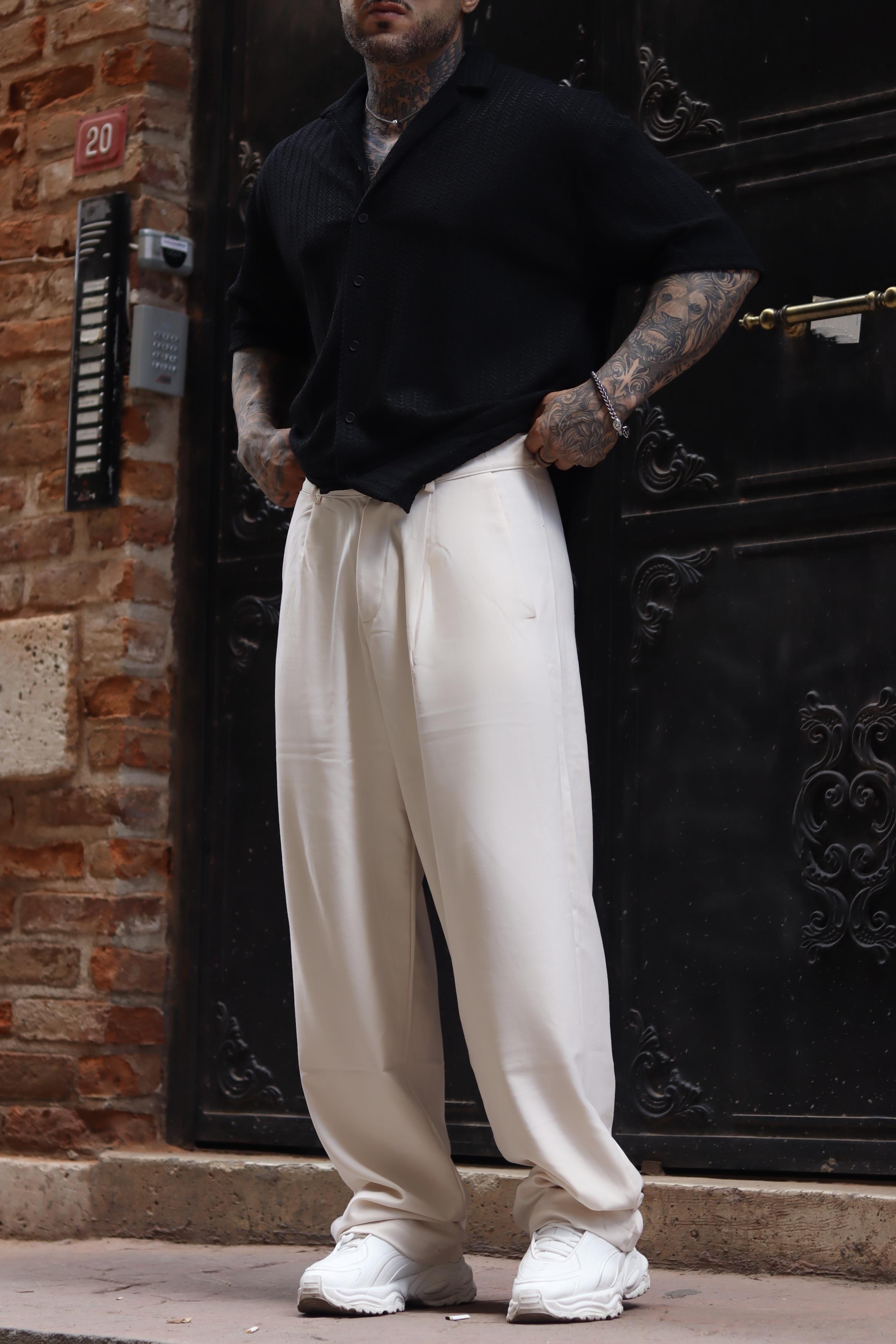 Pileli baggy pantolon