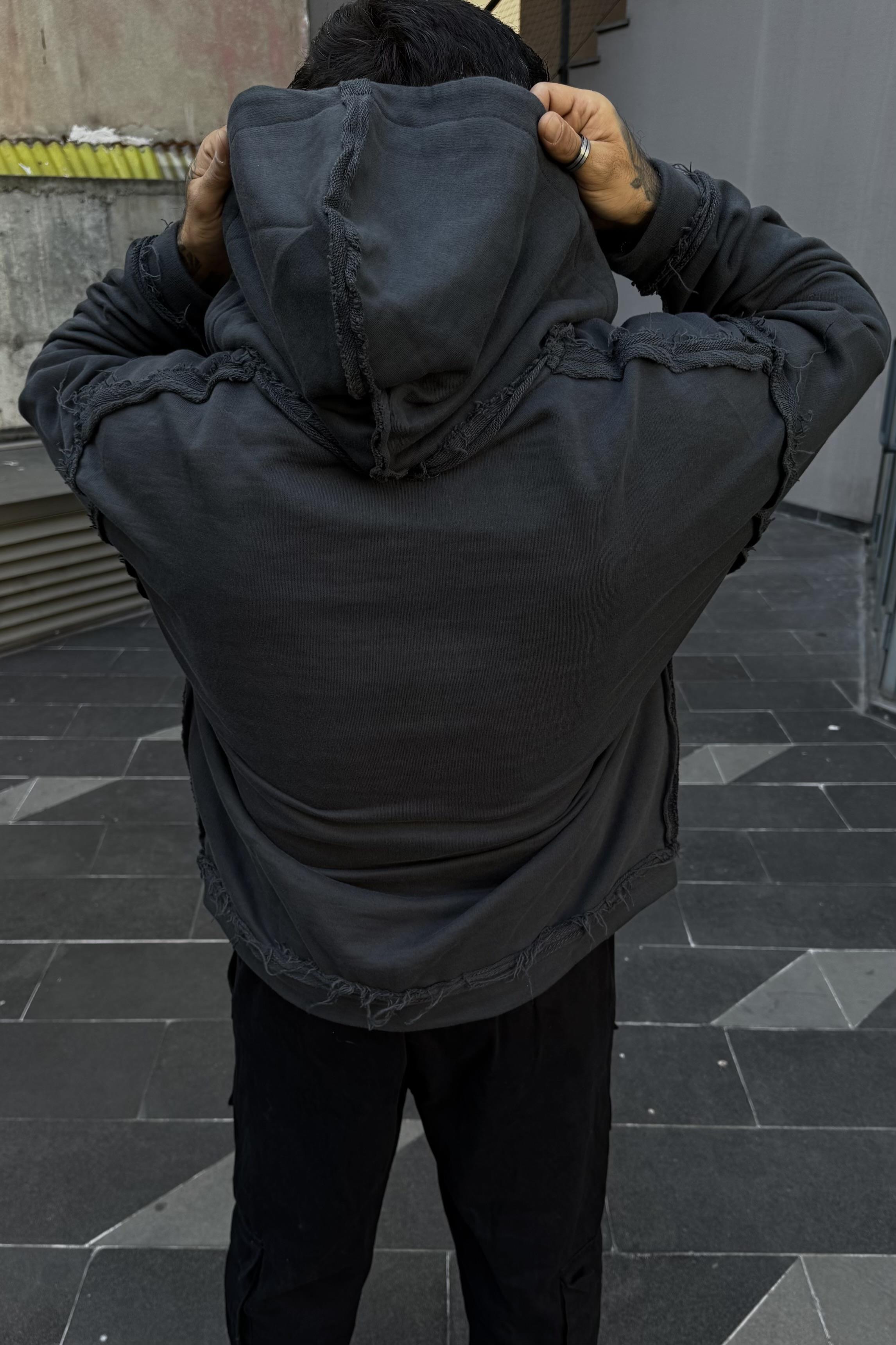 Piqment oversize washed zip hoodie