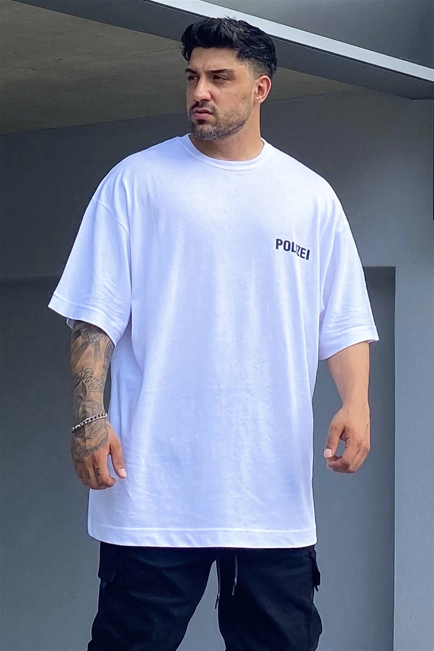 Polizei beyaz tshirt