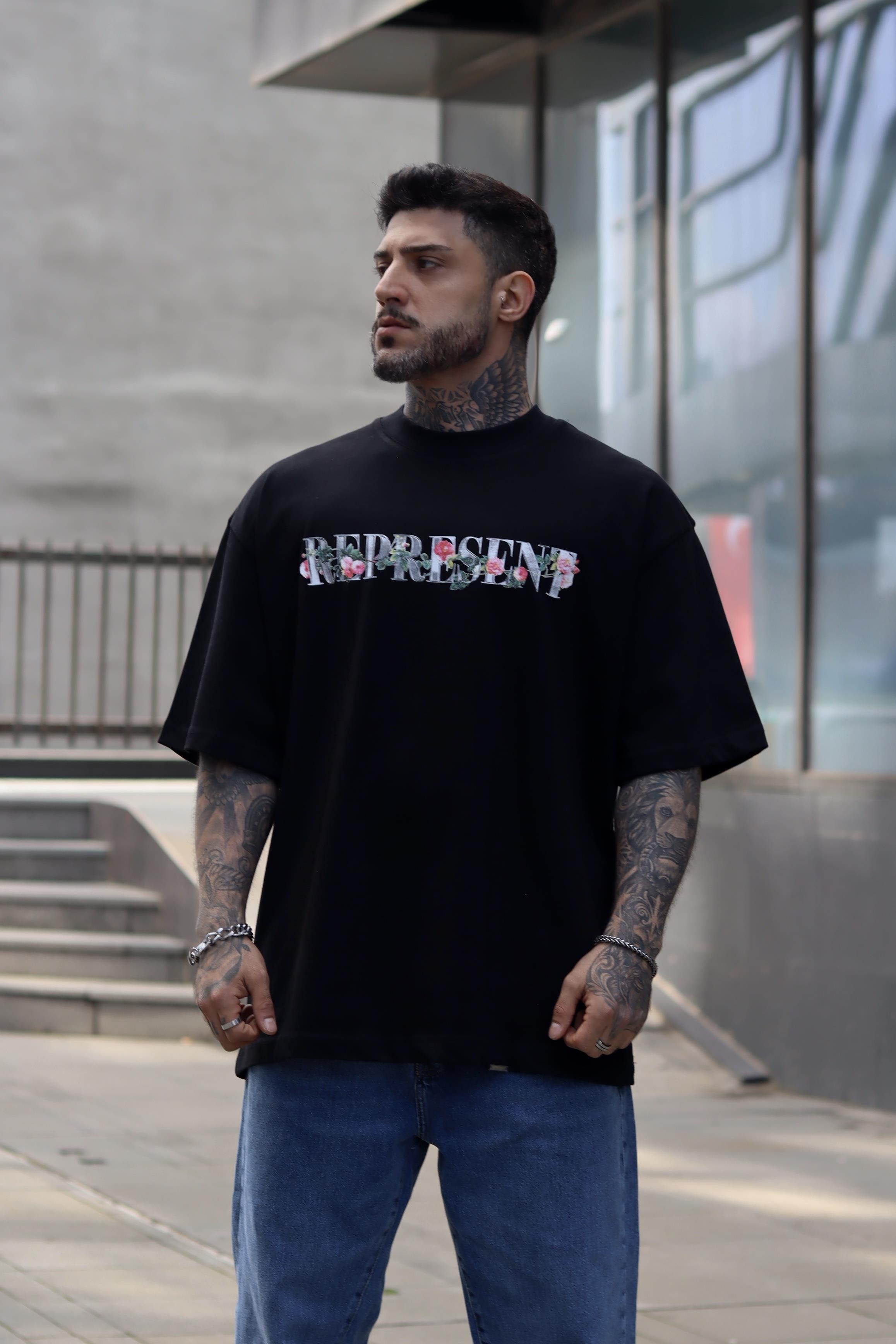Represent special siyah oversize tshirt