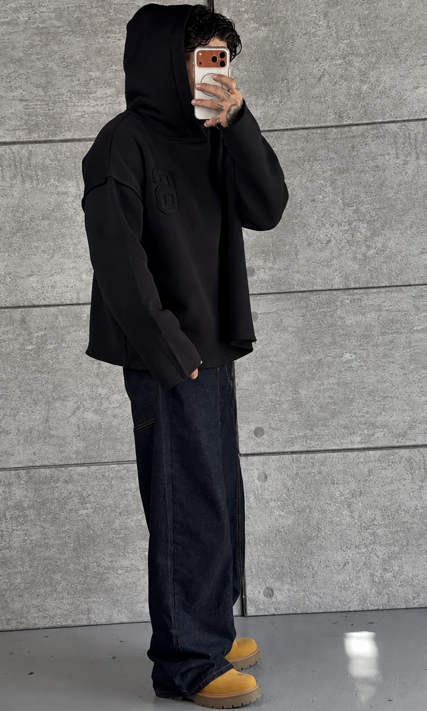 Six Black Oversize Hoodie