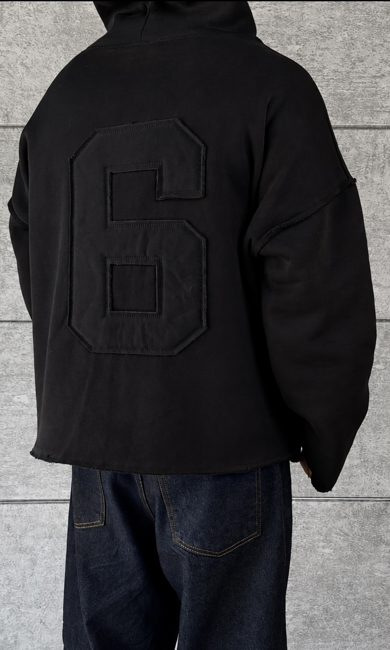 Six Black Oversize Hoodie