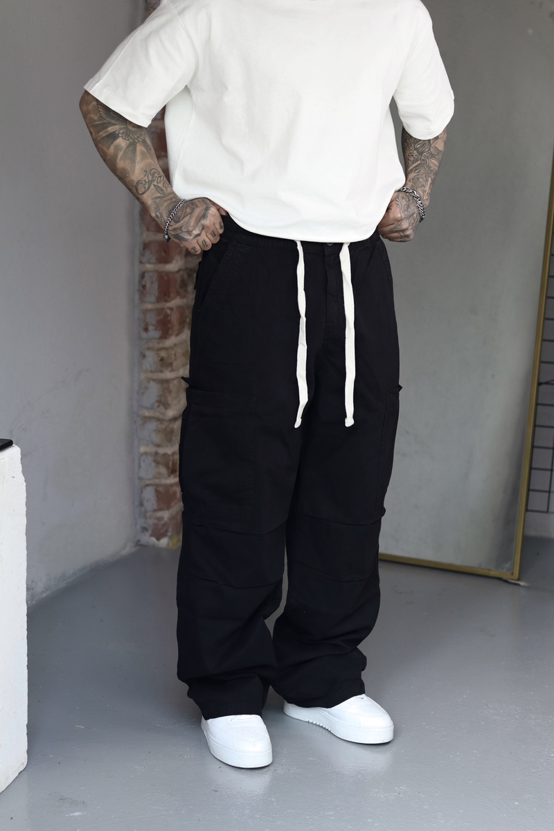 Siyah Baggy Kargo Pantolon 