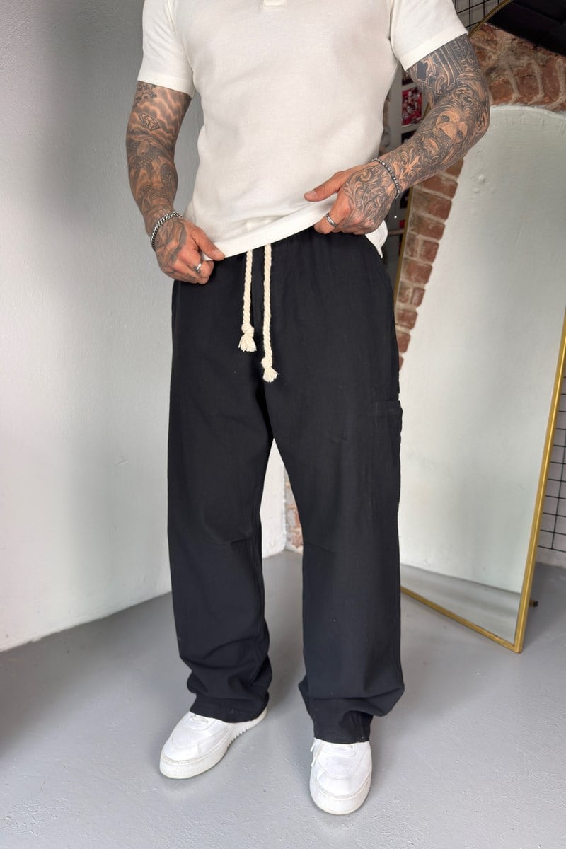 Siyah Cargo Baggy Pantolon
