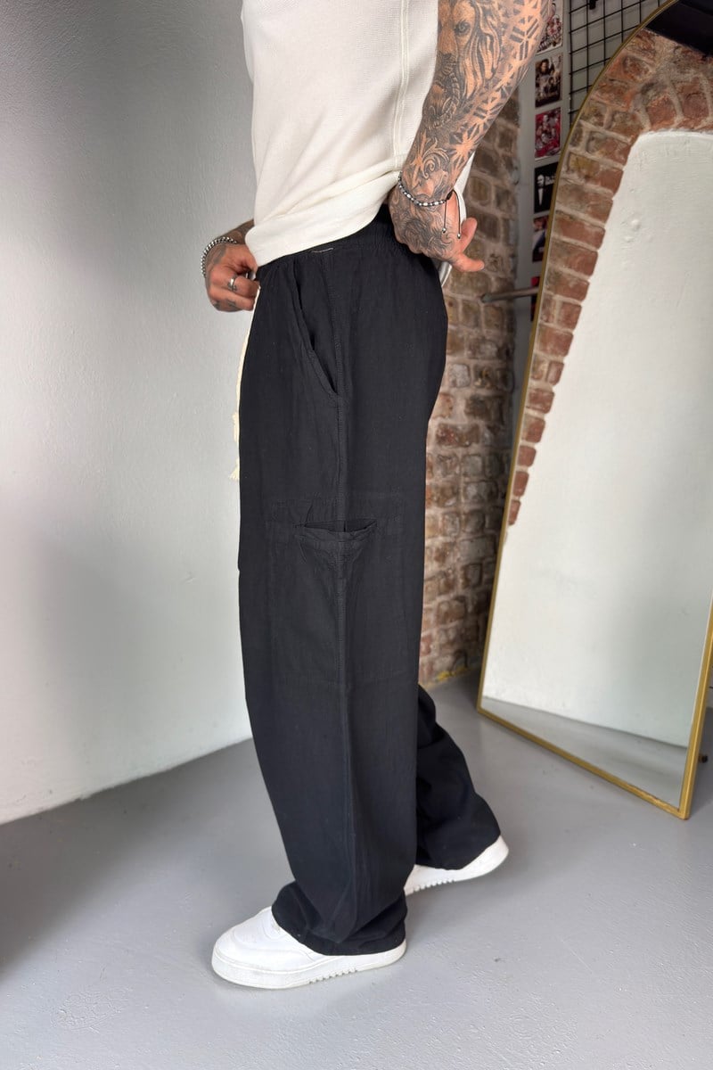 Siyah Cargo Baggy Pantolon