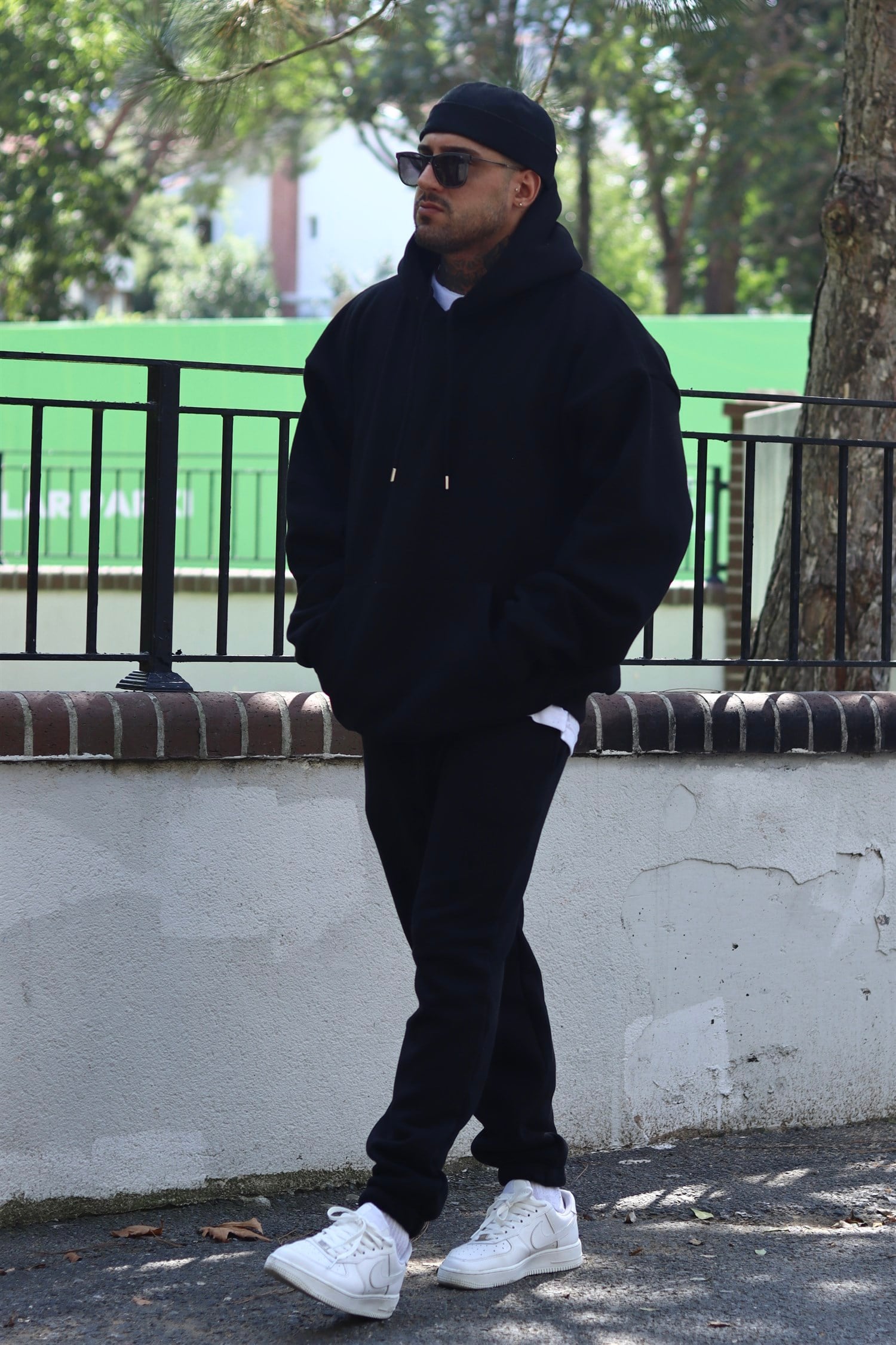 Siyah oversize 3 iplik takım