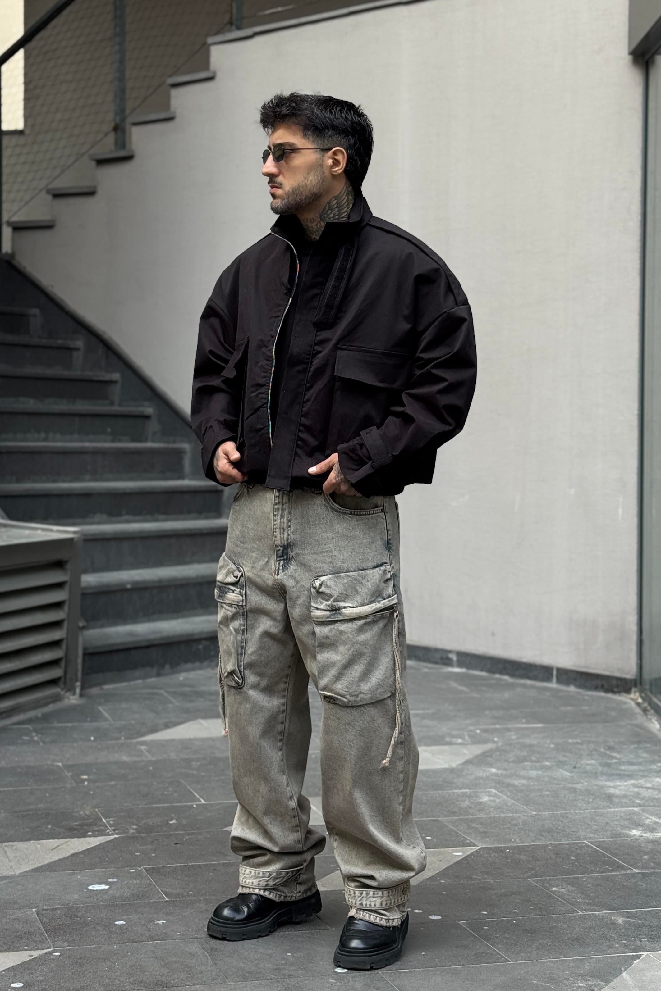 Siyah Preminium Crop Oversize Ceket