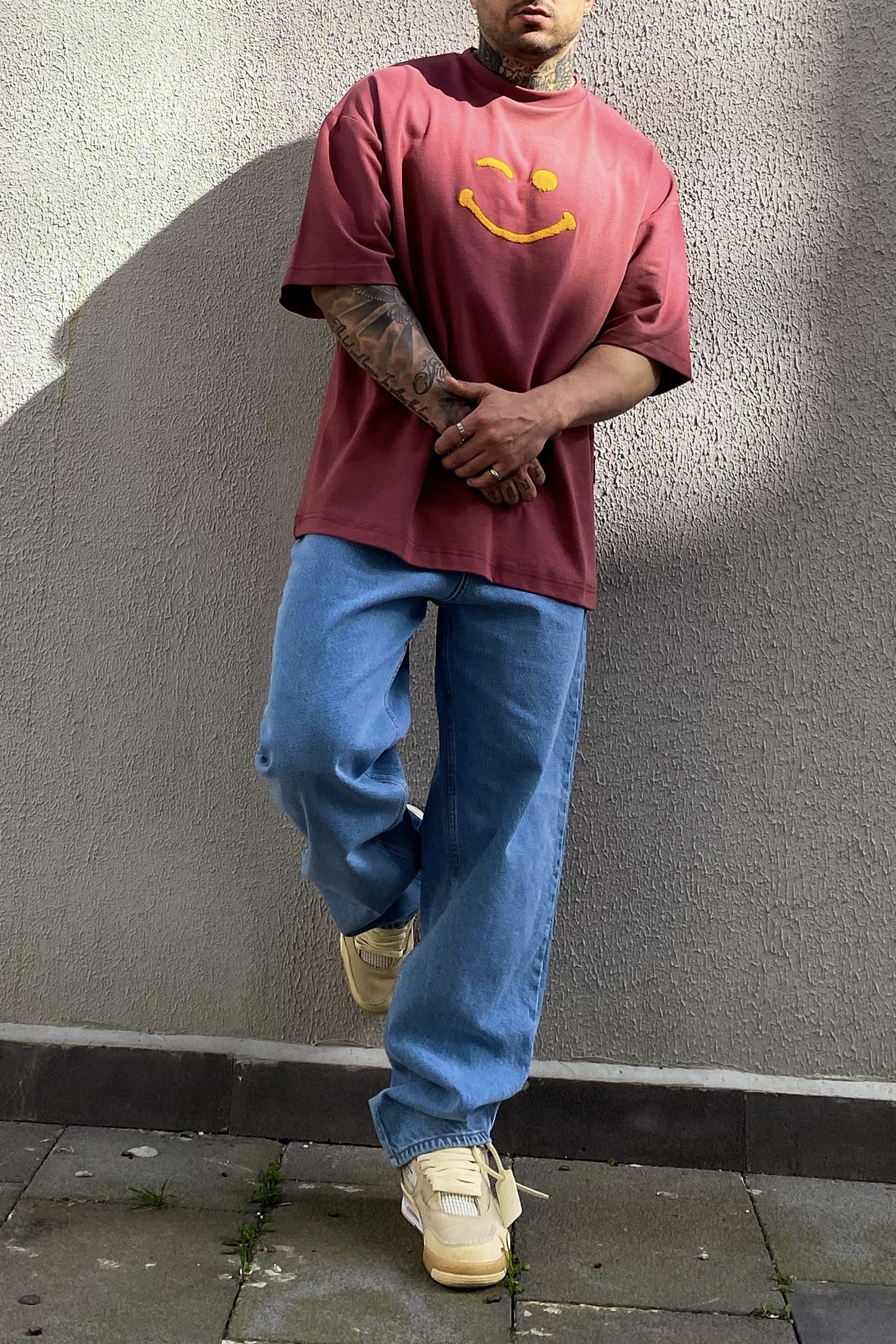 Smile oversize 2 iplik t-shirt