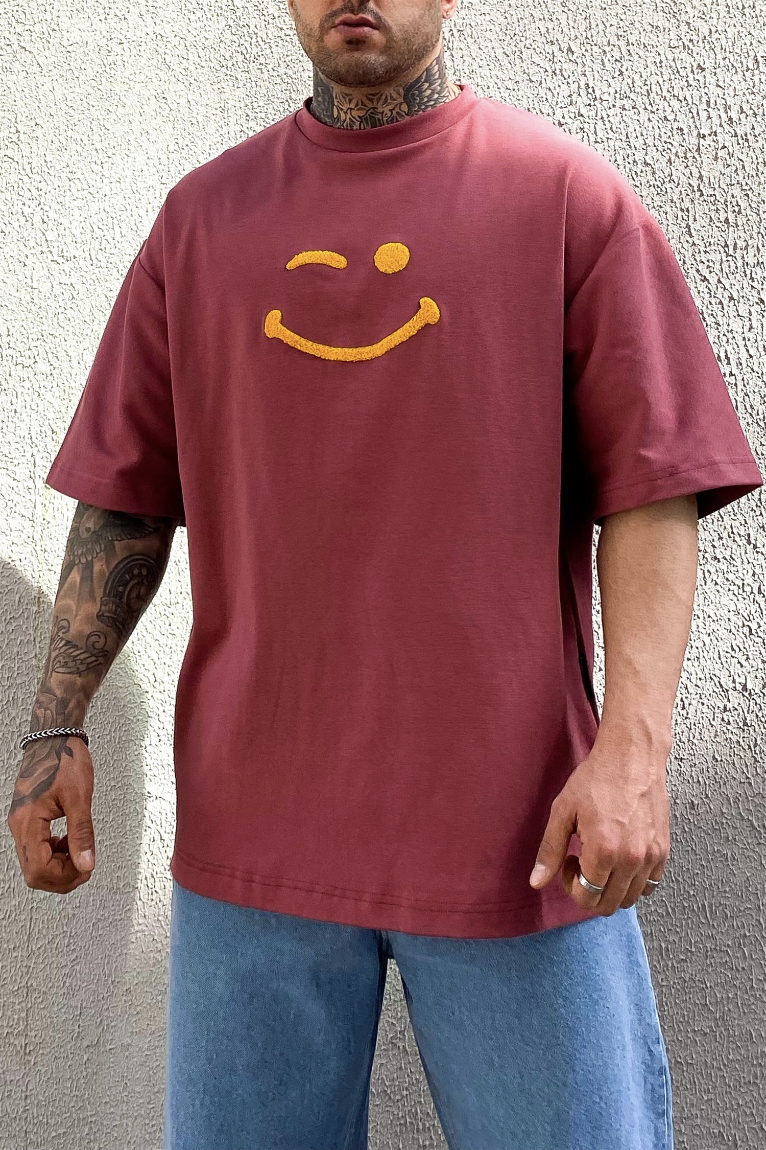 Smile oversize 2 iplik t-shirt
