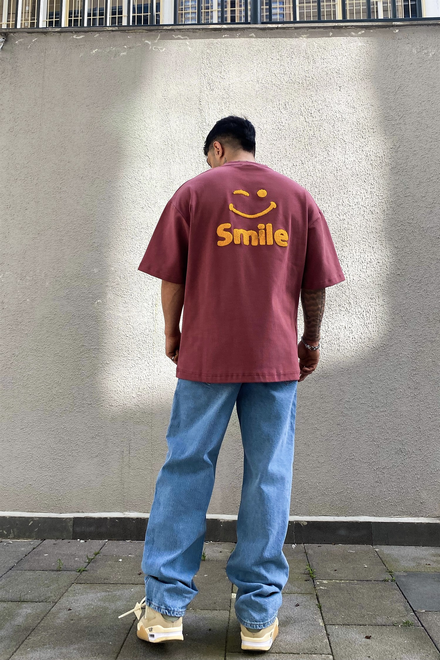 Smile oversize 2 iplik t-shirt