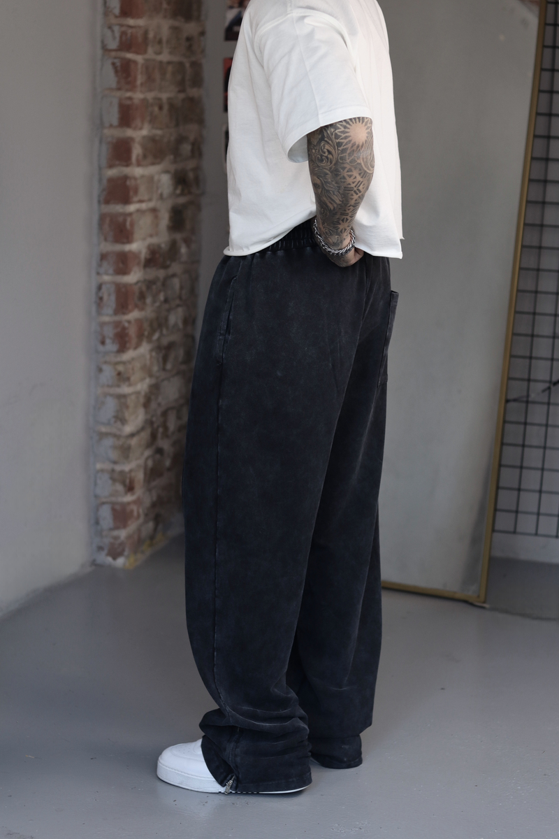 Siyah Washed Baggy Eşofman