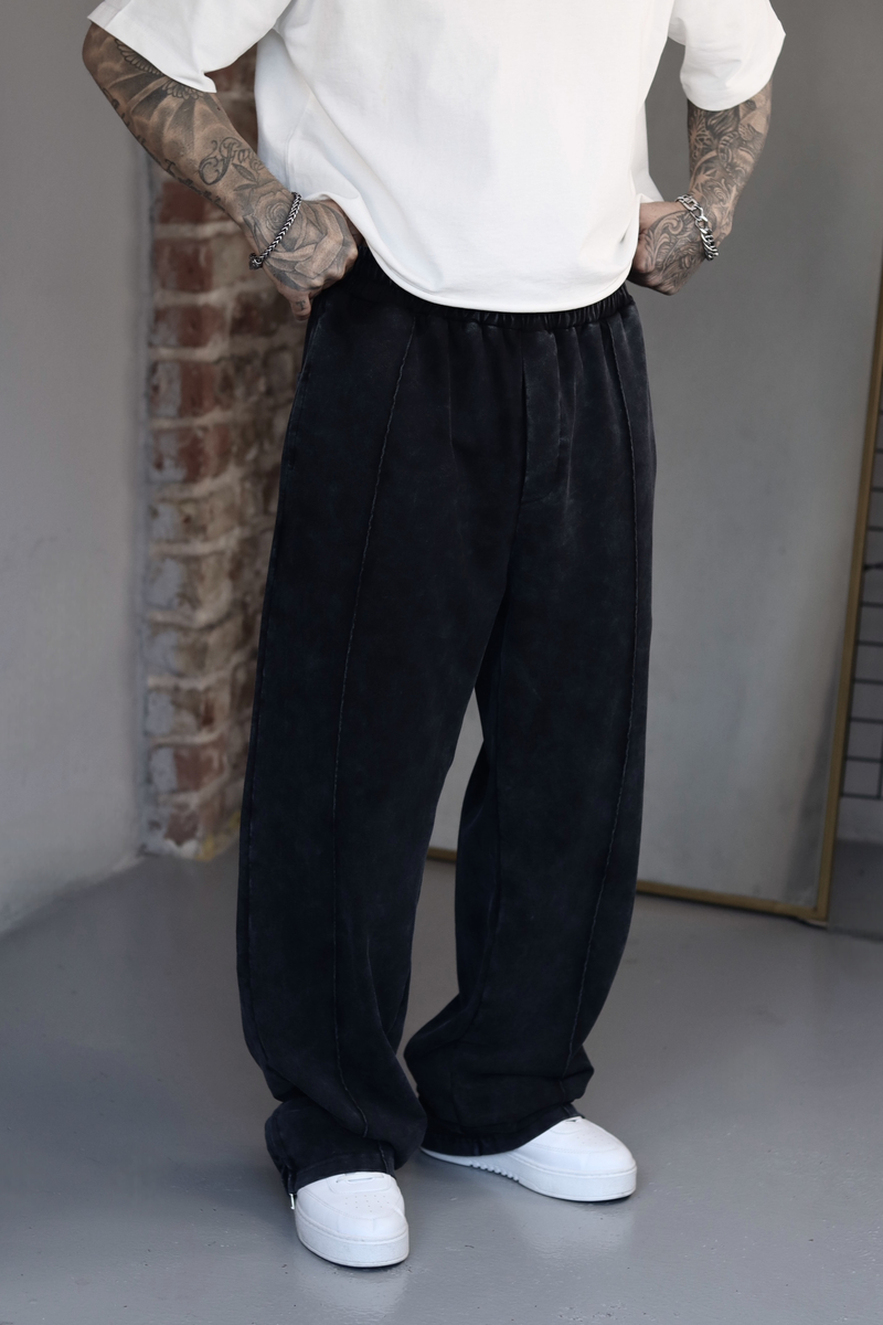 Siyah Washed Baggy Eşofman