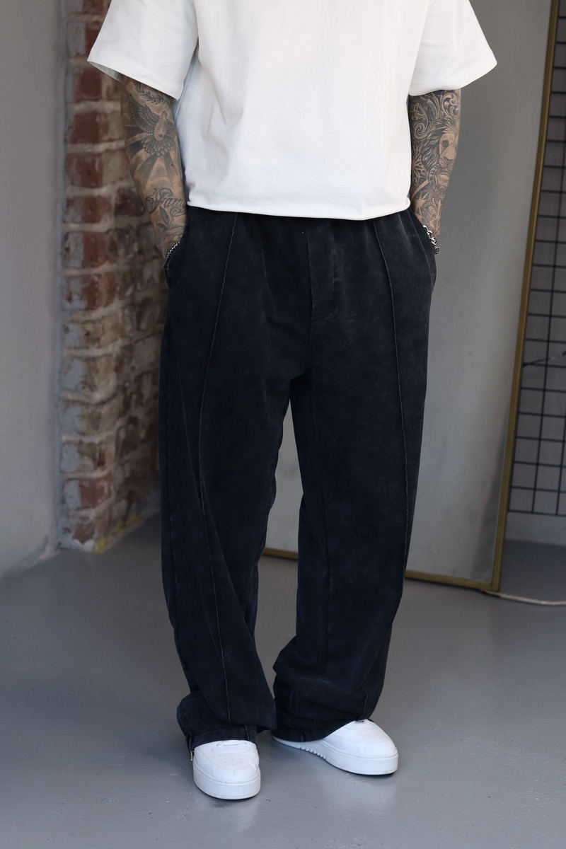 Siyah Washed Baggy Eşofman