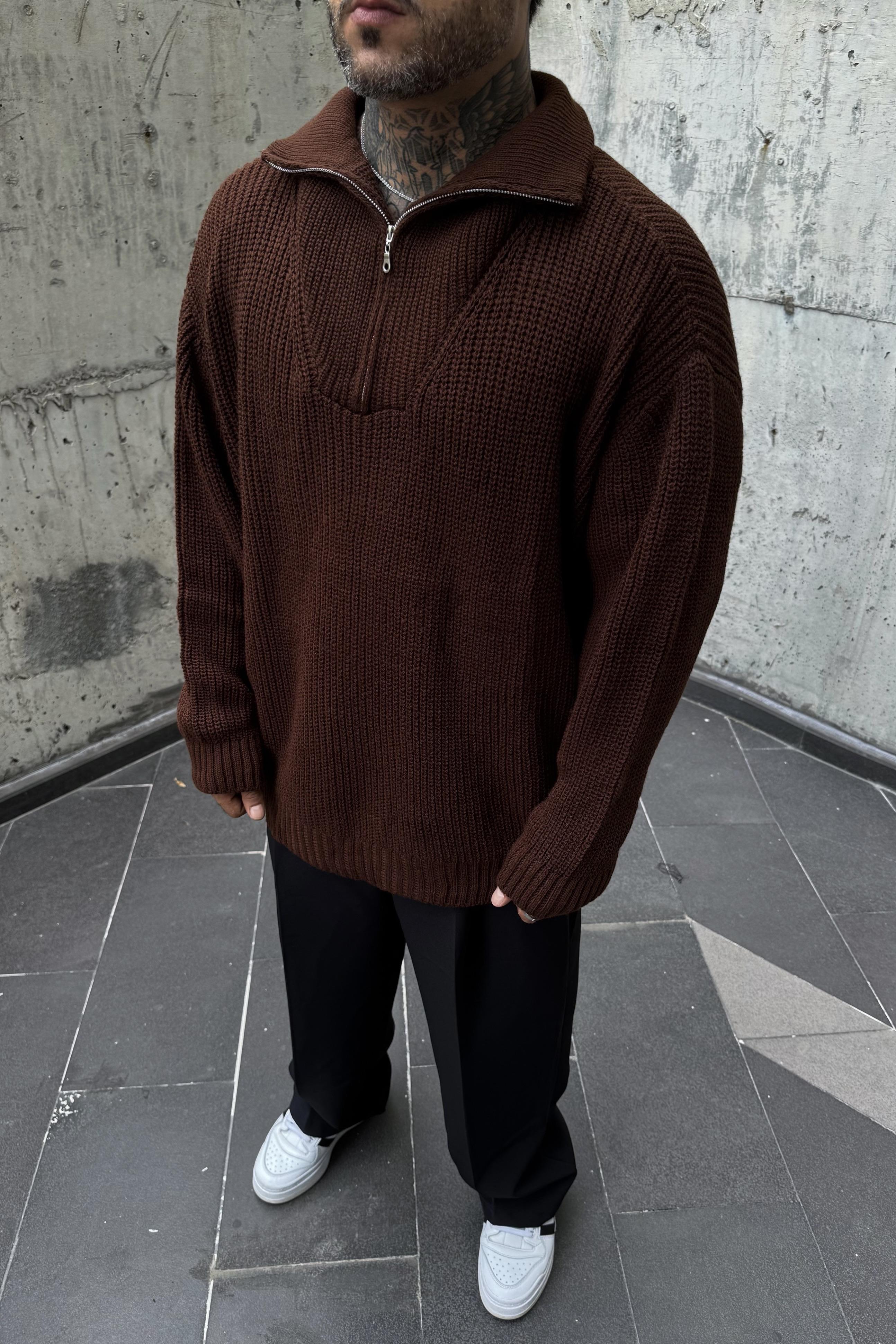 Yarım fermuar oversize kazak