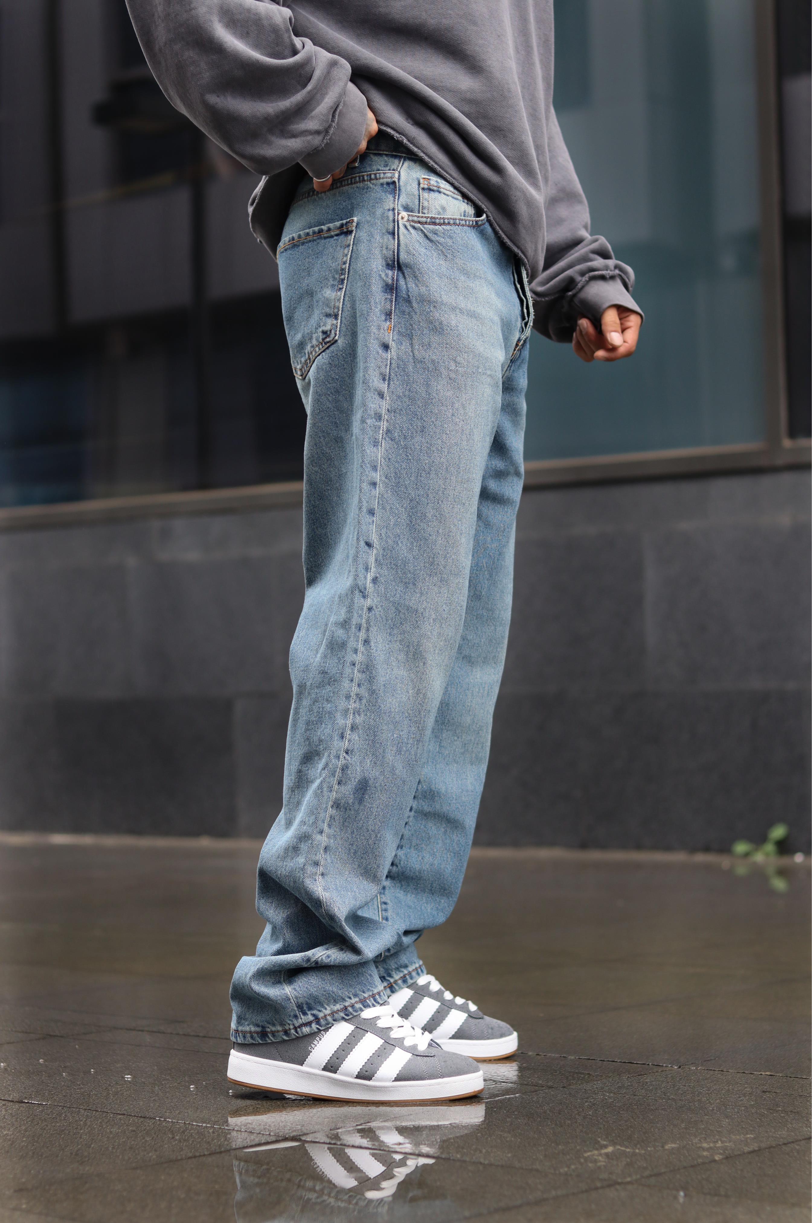 Yıkamalı baggy kot pantolon