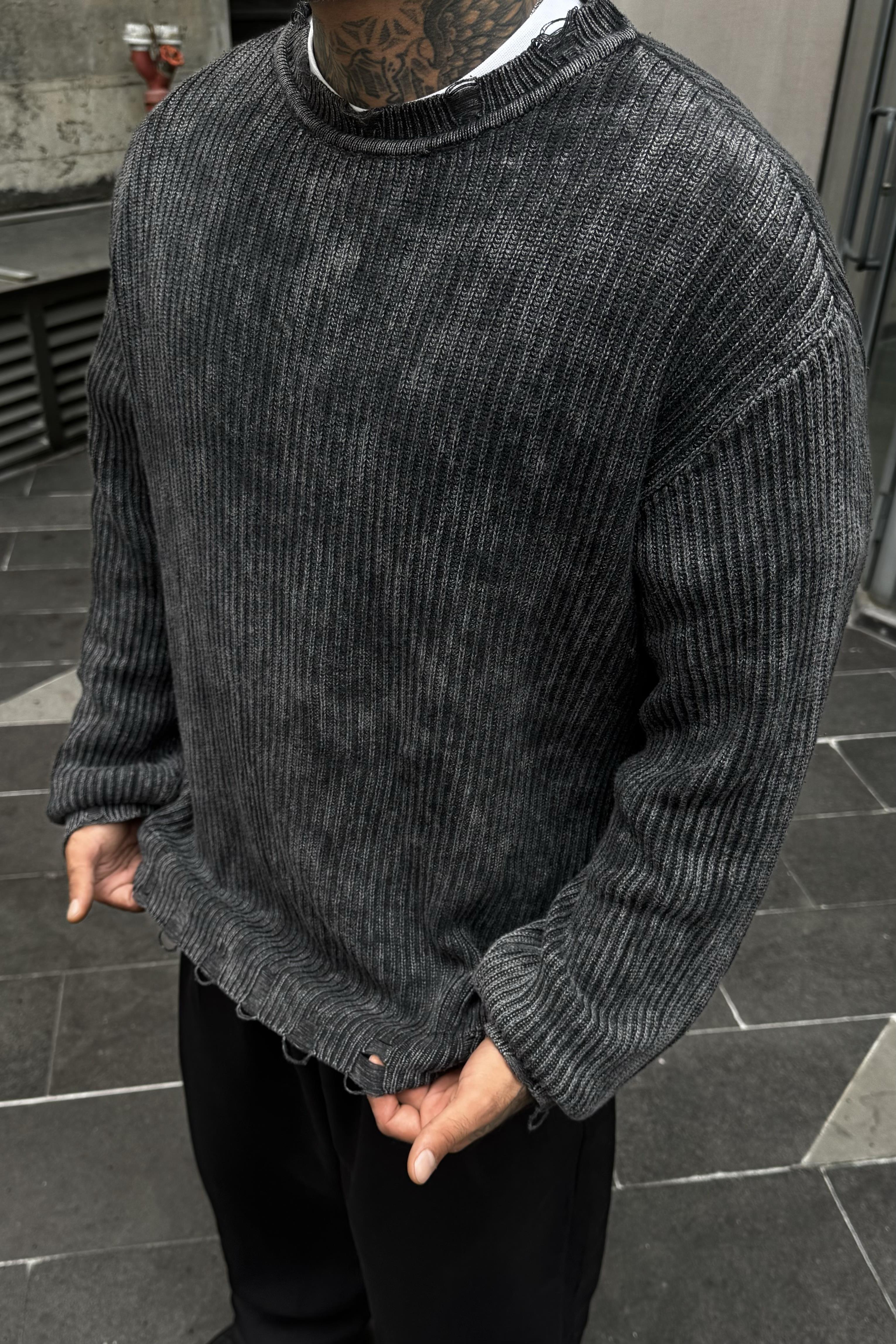 Yıkamalı oversize kazak