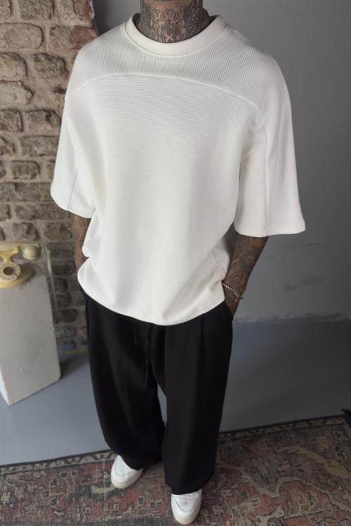 3 iplik oversize beyaz tshirt
