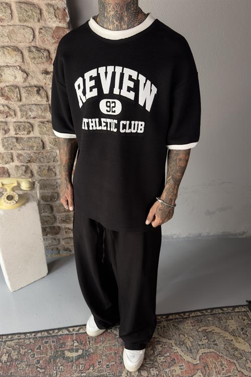 3 iplik siyah oversize tshirt