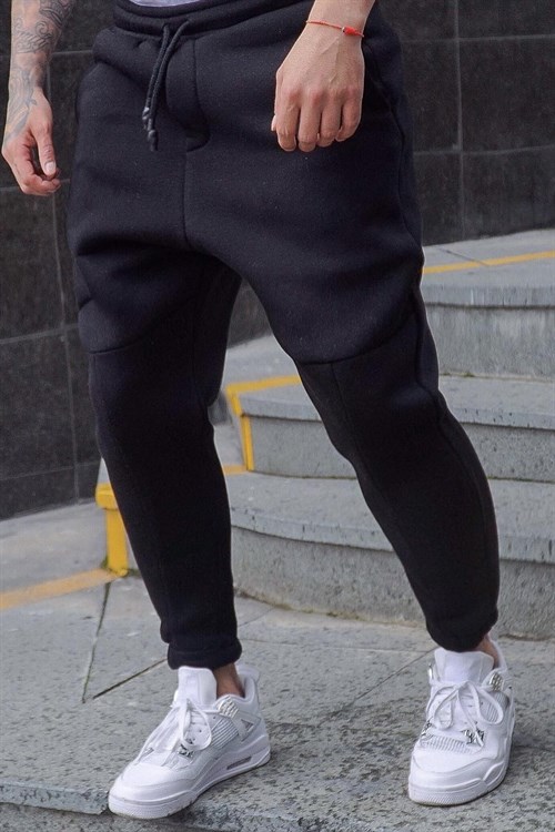 3 iplik siyah yarım salvar eşofman