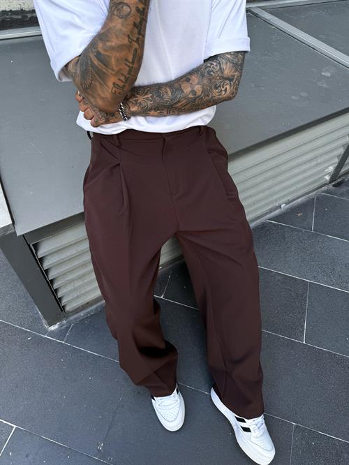 Acı kahve baggy pileli pantolon