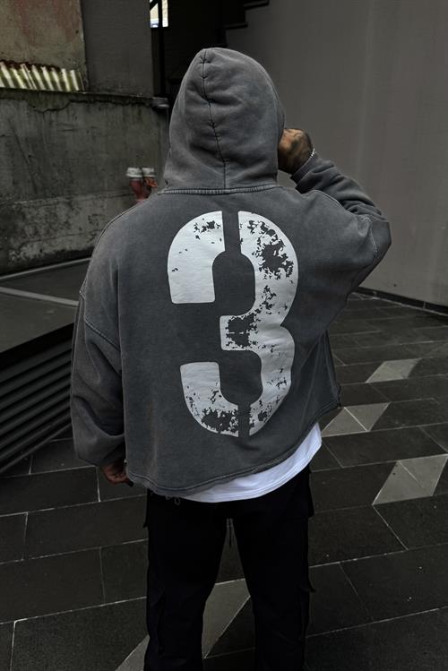 Acid wash crop oversize hoodie