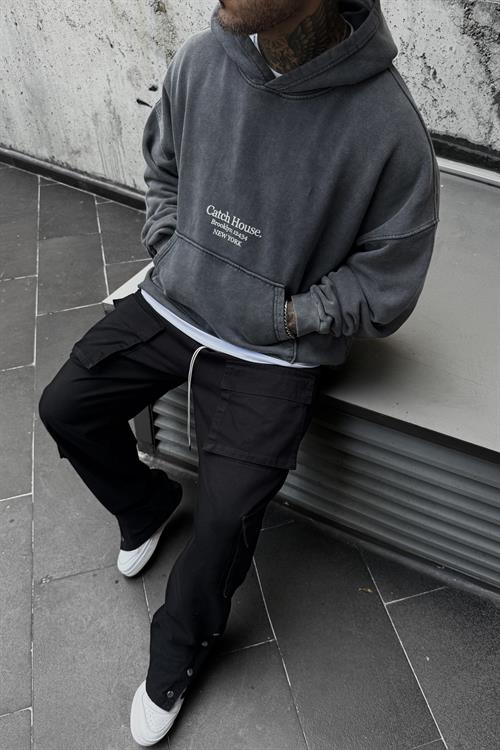 Acid wash crop oversize hoodie