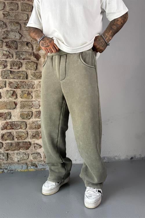 Acid Wash Haki Baggy Eşofman