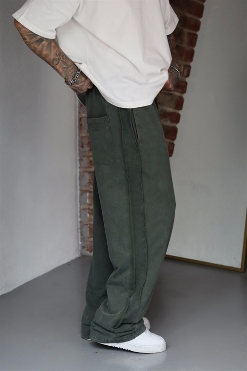 Acid Wash Haki Baggy Eşofman