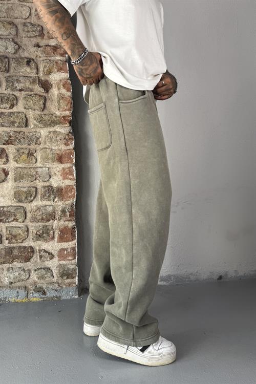 Acid Wash Haki Baggy Eşofman
