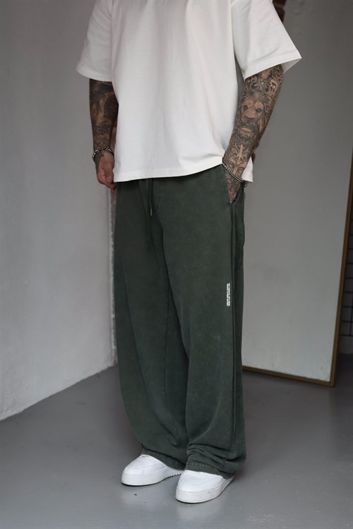 Acid Wash Haki Baggy Eşofman