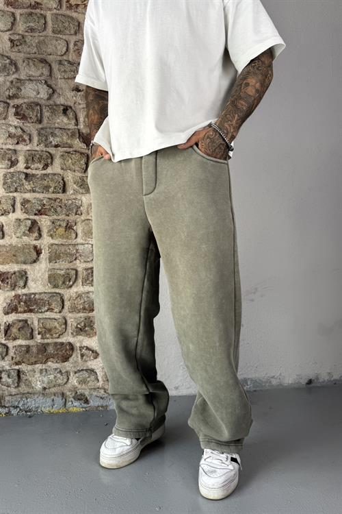Acid Wash Haki Baggy Eşofman
