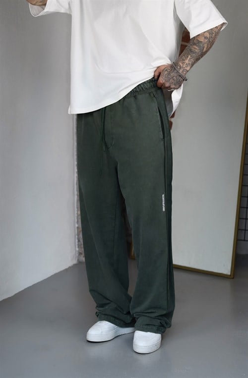 Acid Wash Haki Baggy Eşofman