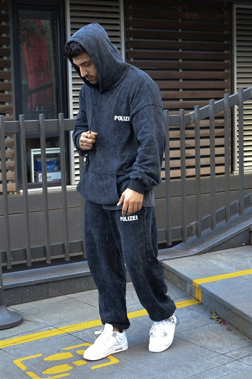 Acid wash oversize polizei track suit