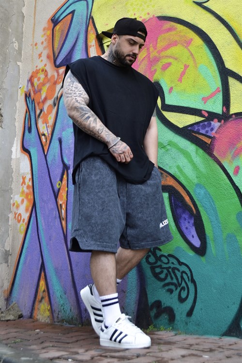 Acid wash polizei oversize şort