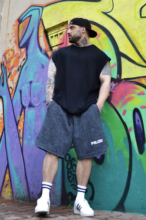 Acid wash polizei oversize şort